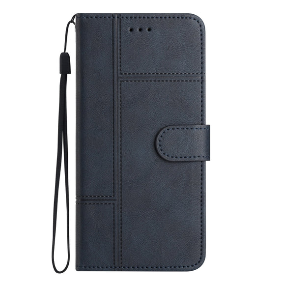 For Samsung Galaxy S25 5G Cowhide Texture Stitching Leather Phone Case(Dark Blue)