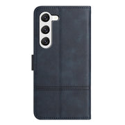 For Samsung Galaxy S25 5G Cowhide Texture Stitching Leather Phone Case(Dark Blue)