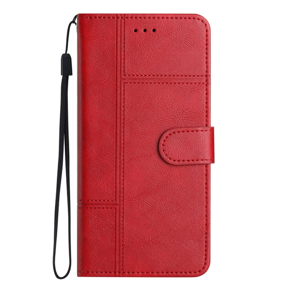 For Samsung Galaxy S25 5G Cowhide Texture Stitching Leather Phone Case(Red)
