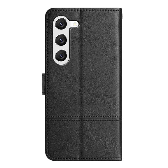 For Samsung Galaxy S25+ 5G Cowhide Texture Stitching Leather Phone Case(Black)