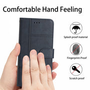 For Samsung Galaxy S25+ 5G Cowhide Texture Stitching Leather Phone Case(Dark Blue)