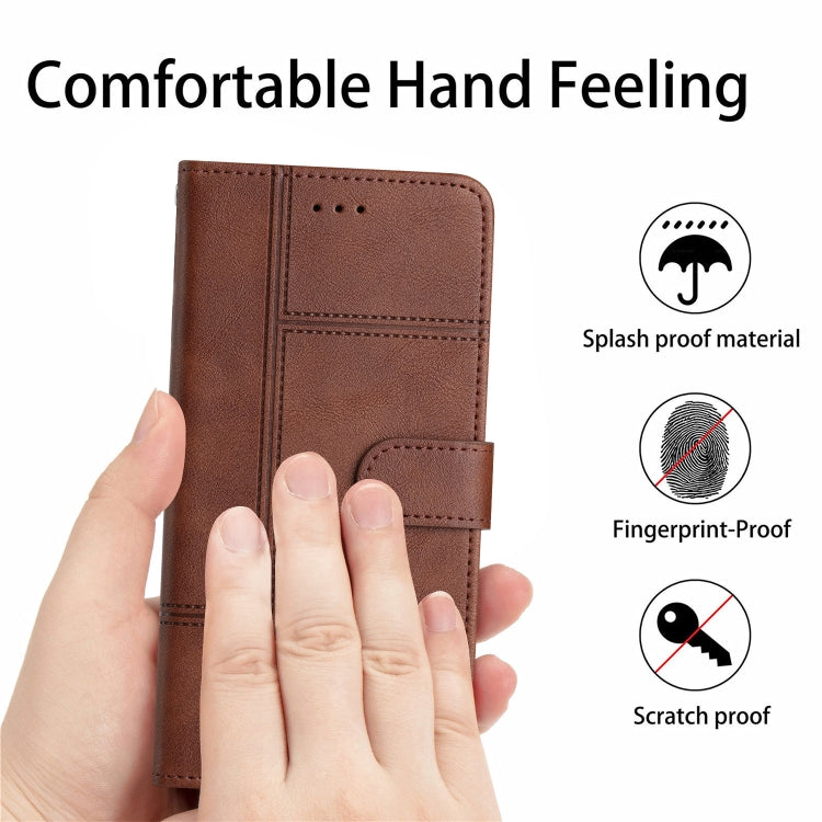 For Samsung Galaxy S25+ 5G Cowhide Texture Stitching Leather Phone Case(Coffee)