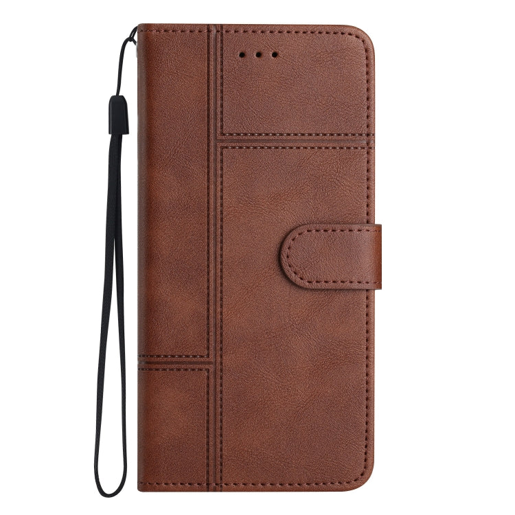 For Samsung Galaxy S25 Ultra 5G Cowhide Texture Stitching Leather Phone Case(Coffee)