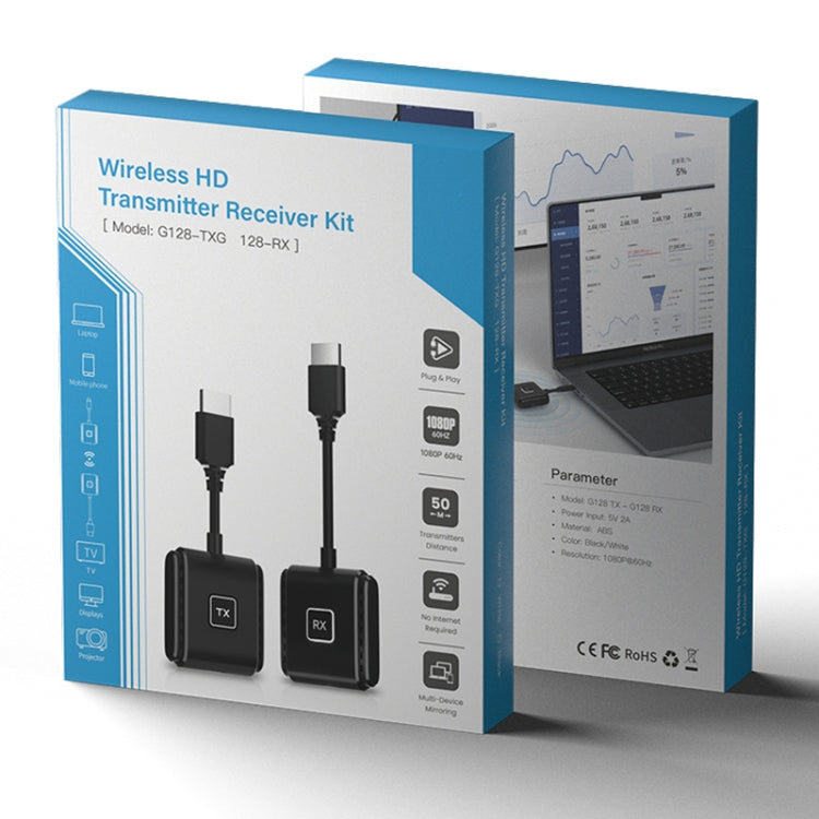 G128 1080P 60Hz Wireless HD Screen Projector Transmitter and Receiver Kit(Black)