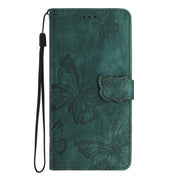 For Samsung Galaxy S25 5G Skin-feel Embossed Butterfly Leather Phone Case(Green)