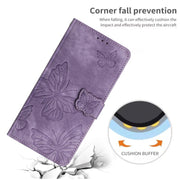 For Samsung Galaxy S25 5G Skin-feel Embossed Butterfly Leather Phone Case(Purple)