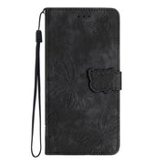 For Samsung Galaxy S25+ 5G Skin-feel Embossed Butterfly Leather Phone Case(Black)