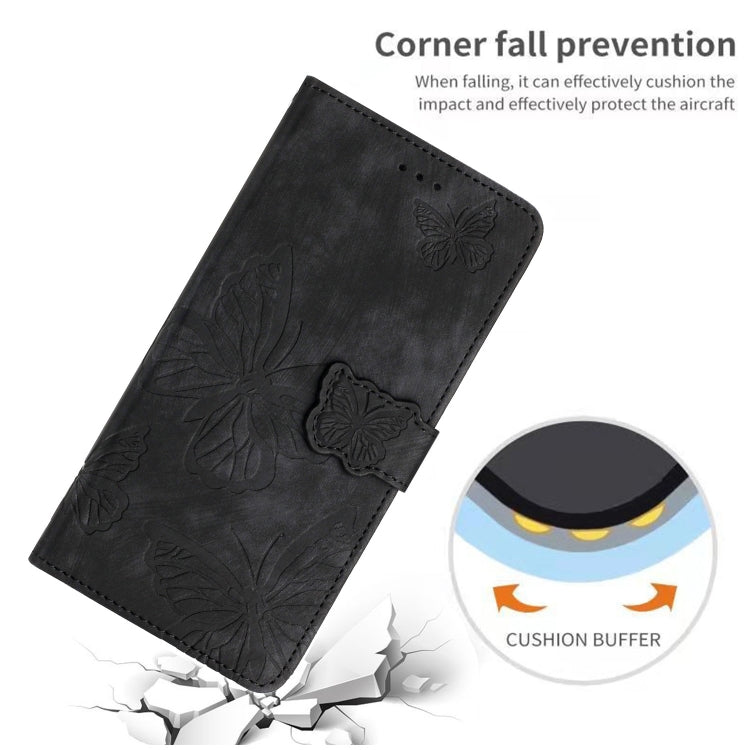 For Samsung Galaxy S25+ 5G Skin-feel Embossed Butterfly Leather Phone Case(Black)