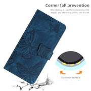 For Samsung Galaxy S25+ 5G Skin-feel Embossed Butterfly Leather Phone Case(Blue)