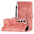 For Samsung Galaxy S25+ 5G Skin-feel Embossed Butterfly Leather Phone Case(Pink) - Galaxy S25+ 5G Cases by PMC Jewellery | Online Shopping South Africa | PMC Jewellery | Buy Now Pay Later Mobicred