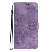 For Samsung Galaxy S25+ 5G Skin-feel Embossed Butterfly Leather Phone Case(Purple)