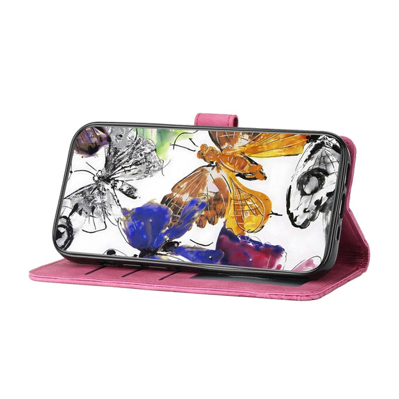 For Samsung Galaxy S25 Ultra 5G Skin-feel Embossed Butterfly Leather Phone Case(Rose Red)