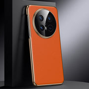 For Huawei Mate 70 Pro / 70 Pro+ Genuine Leather PC Phone Case(Orange)