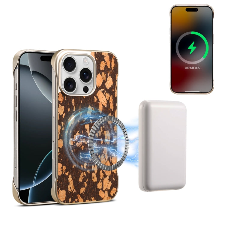 For iPhone 16 Pro Max Denior A18 WoodenPaint MagSafe Phone Case(Brown)