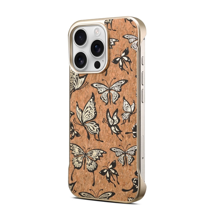 For iPhone 16 Denior A18 WoodenPaint MagSafe Phone Case(Butterflies)