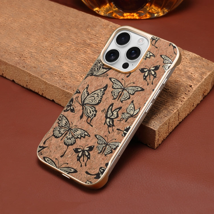 For iPhone 16 Denior A18 WoodenPaint MagSafe Phone Case(Butterflies)