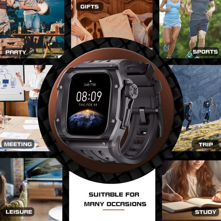 For Apple Watch Series 10 46mm RedPepper Armor Metal Case Integrated Silicone Watch Band(Black)