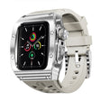 For Apple Watch 44mm / 45mm RedPepper Armor Metal Case Integrated Silicone Watch Band(Sliver White) - free shipping - PMC Jewellery - Order now!