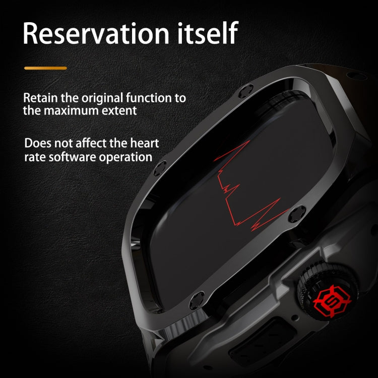 For Apple Watch Ultra 1 / 2 49mm RedPepper Armor Metal Case Integrated Silicone Watch Band(Black)