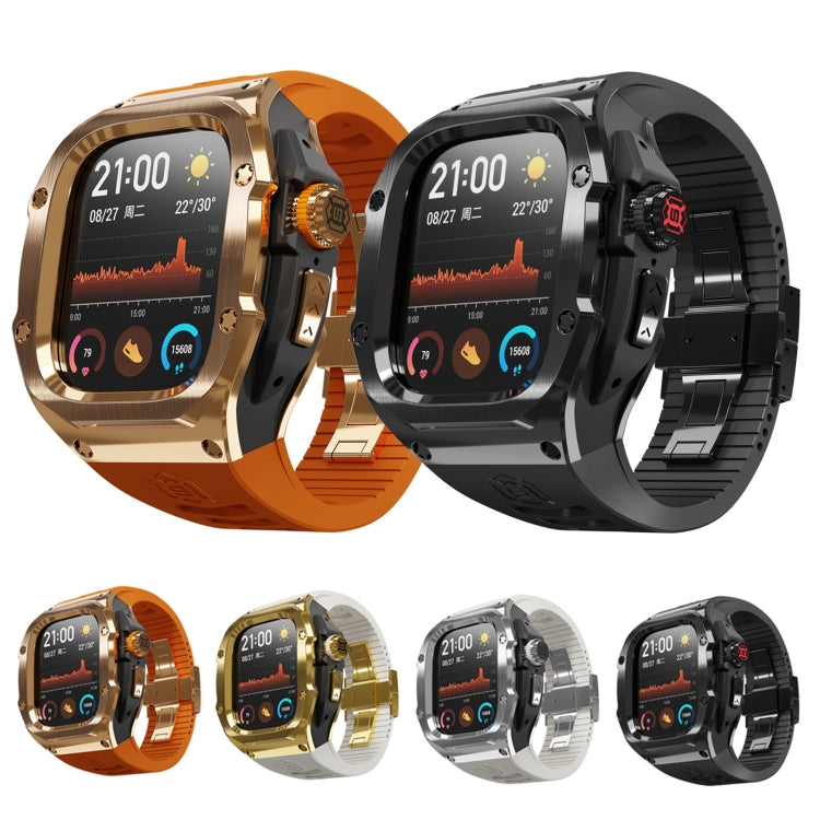 For Apple Watch Ultra 1 / 2 49mm RedPepper Armor Metal Case Integrated Silicone Watch Band(Black)