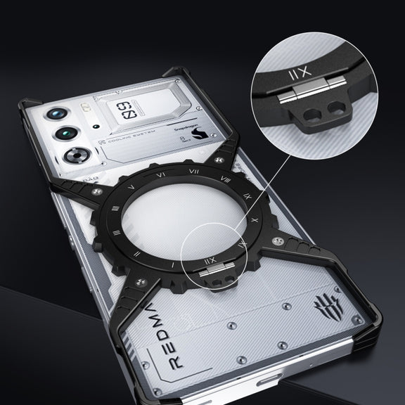 For ZTE nubia Red Magic 9 Pro / 9 Pro+ Gear Magnetic Holder Borderless Metal Phone Case(Silver)