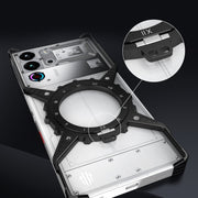 For ZTE nubia Red Magic 10 Pro / 10 Pro+ Gear Magnetic Holder Borderless Metal Phone Case(Black)