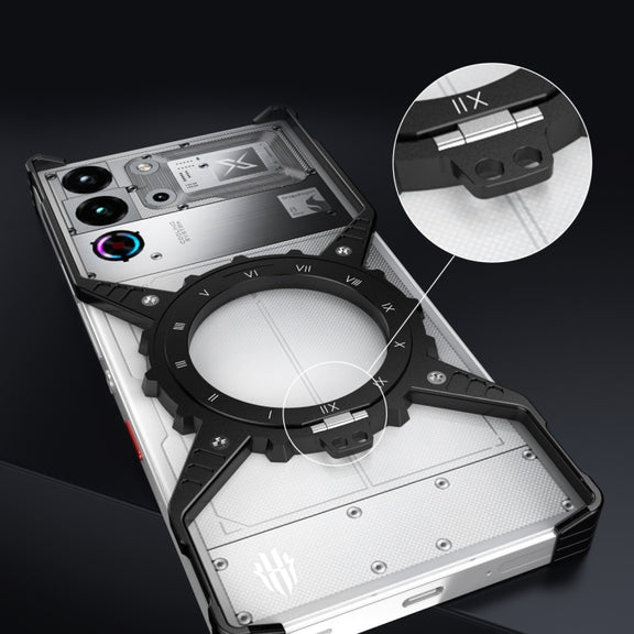 For ZTE nubia Red Magic 10 Pro / 10 Pro+ Gear Magnetic Holder Borderless Metal Phone Case(Silver)