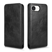For iPhone 16e Magnetic Vertical Flip Leather Phone Case(Black)