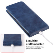 For iPhone 16e Magnetic Vertical Flip Leather Phone Case(Blue)