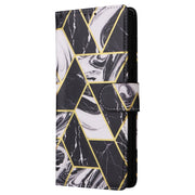 For Samsung Galaxy S25 5G Marble Bronzing Stitching Leather Phone Case(Black)