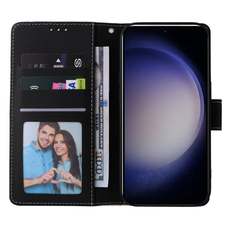 For Samsung Galaxy S25 5G Marble Bronzing Stitching Leather Phone Case(Black)