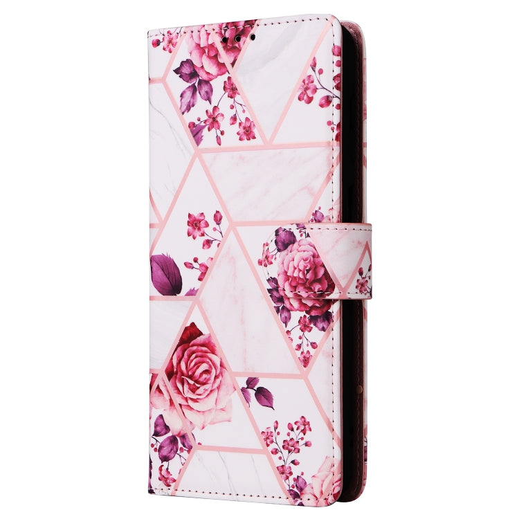 For Samsung Galaxy S25 5G Marble Bronzing Stitching Leather Phone Case(Rose Gold)