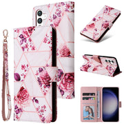 For Samsung Galaxy S25 5G Marble Bronzing Stitching Leather Phone Case(Rose Gold)