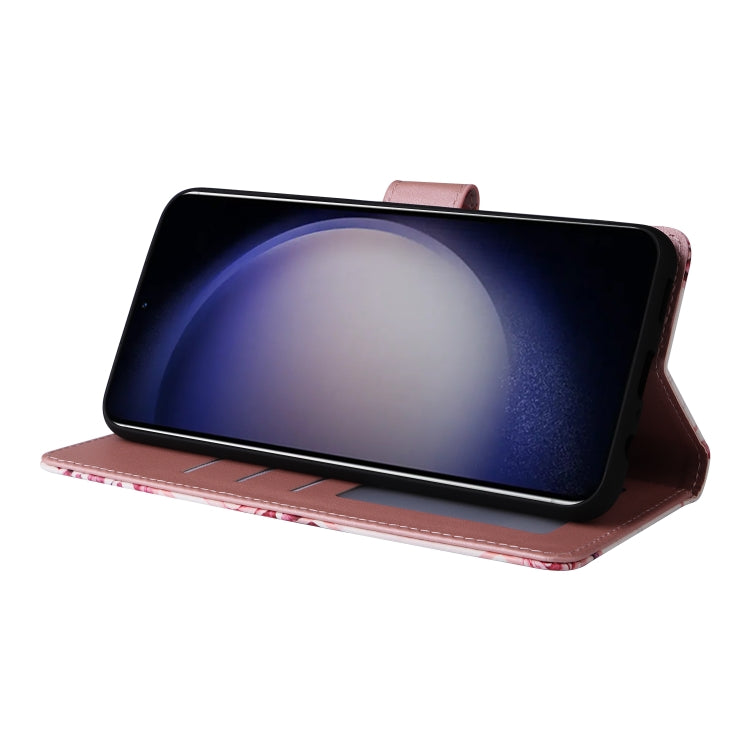 For Samsung Galaxy S25 5G Marble Bronzing Stitching Leather Phone Case(Rose Gold)