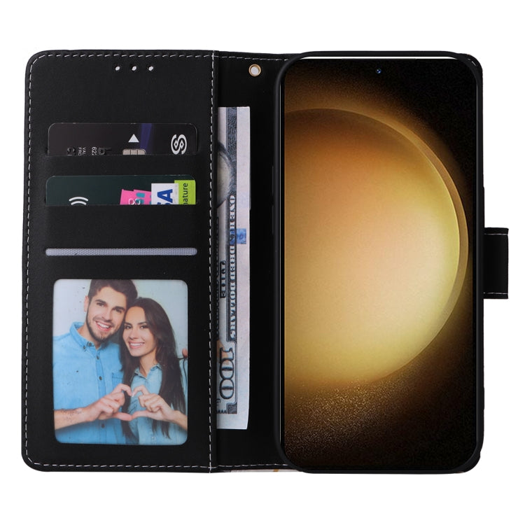 For Samsung Galaxy S25+ 5G Marble Bronzing Stitching Leather Phone Case(Black)