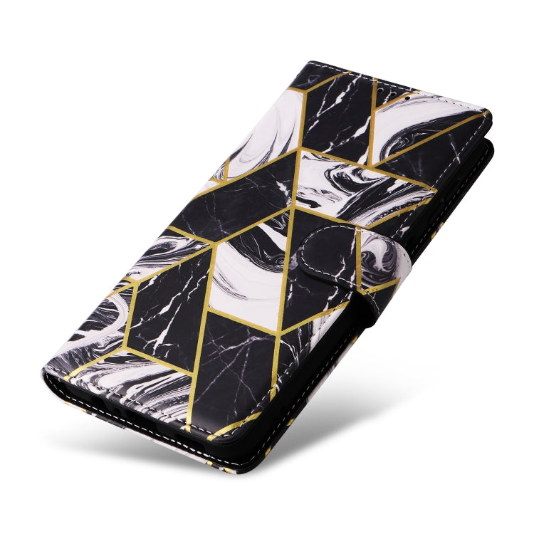 For Samsung Galaxy S25+ 5G Marble Bronzing Stitching Leather Phone Case(Black)