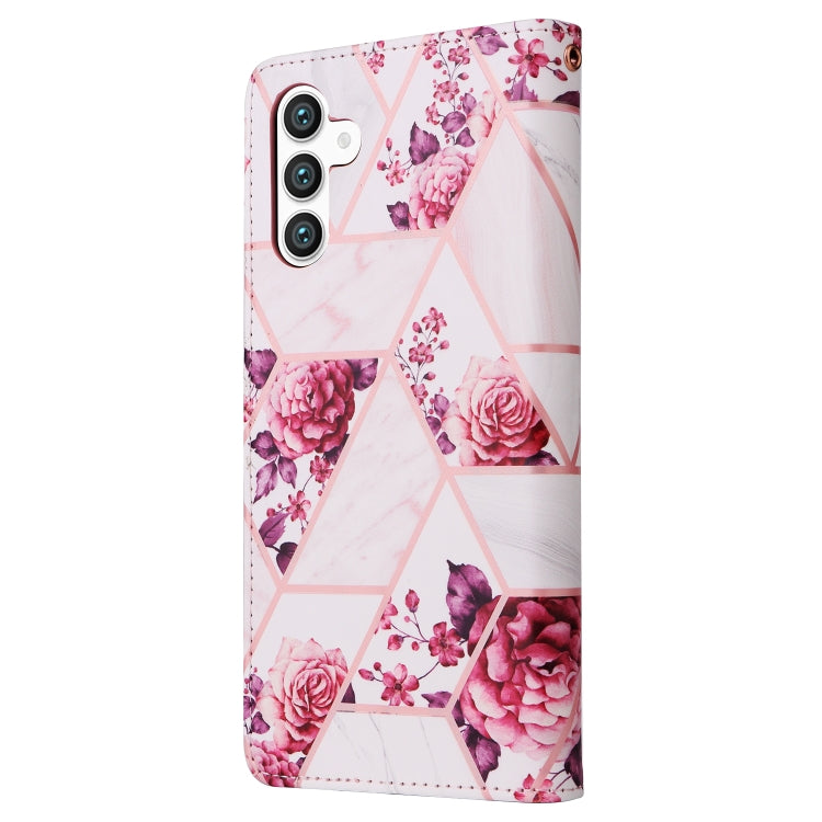 For Samsung Galaxy S25+ 5G Marble Bronzing Stitching Leather Phone Case(Rose Gold)