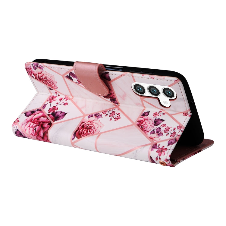 For Samsung Galaxy S25+ 5G Marble Bronzing Stitching Leather Phone Case(Rose Gold)