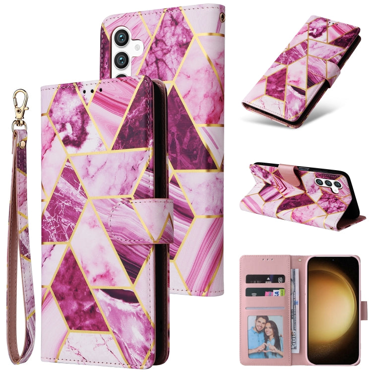 For Samsung Galaxy S25+ 5G Marble Bronzing Stitching Leather Phone Case(Purple)