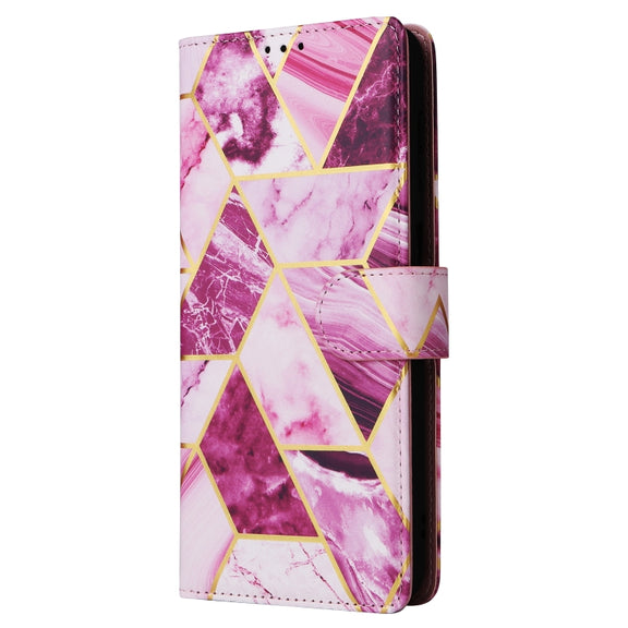 For Samsung Galaxy S25+ 5G Marble Bronzing Stitching Leather Phone Case(Purple)