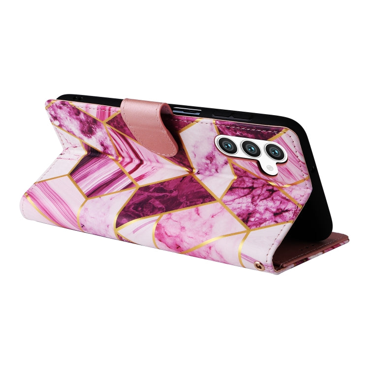 For Samsung Galaxy S25+ 5G Marble Bronzing Stitching Leather Phone Case(Purple)
