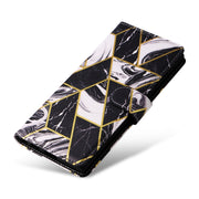 For Samsung Galaxy S25 Ultra 5G Marble Bronzing Stitching Leather Phone Case(Black)