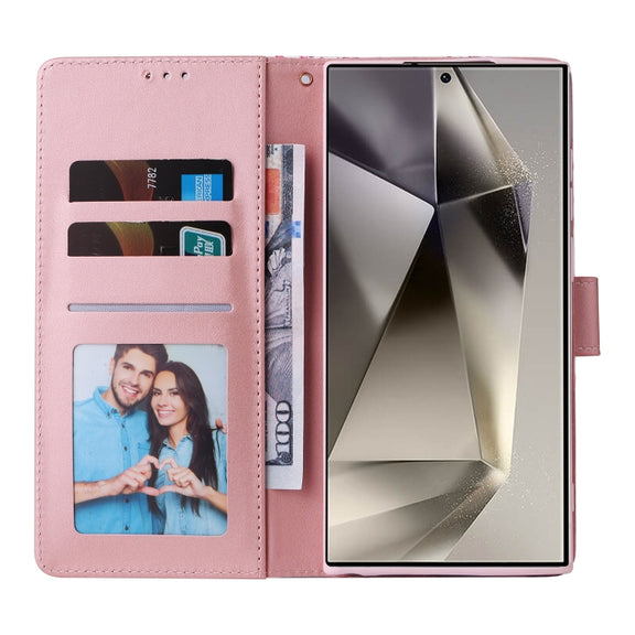 For Samsung Galaxy S25 Ultra 5G Marble Bronzing Stitching Leather Phone Case(Rose Gold)