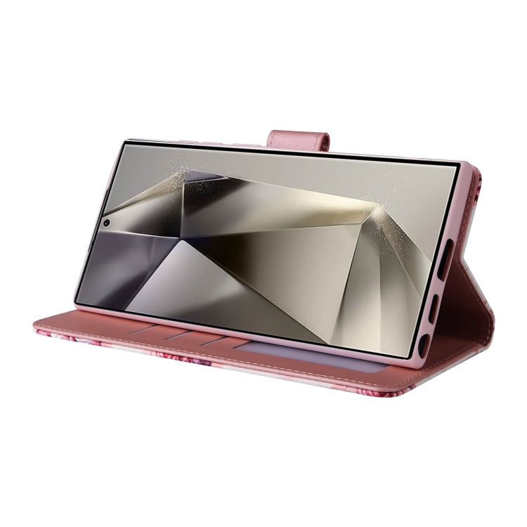For Samsung Galaxy S25 Ultra 5G Marble Bronzing Stitching Leather Phone Case(Rose Gold)