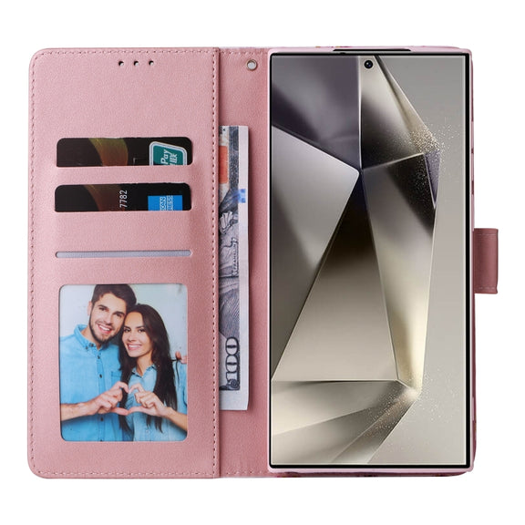For Samsung Galaxy S25 Ultra 5G Marble Bronzing Stitching Leather Phone Case(Purple)
