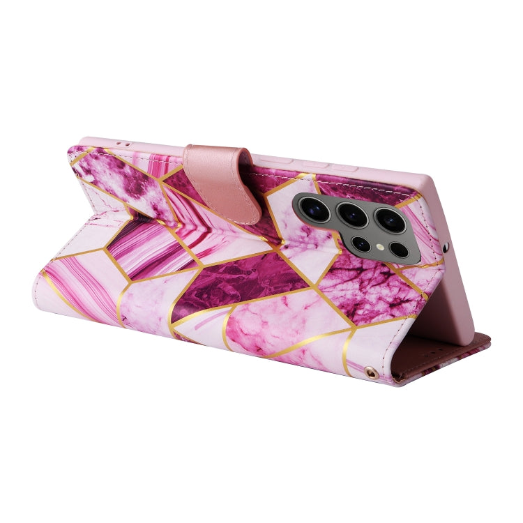 For Samsung Galaxy S25 Ultra 5G Marble Bronzing Stitching Leather Phone Case(Purple)