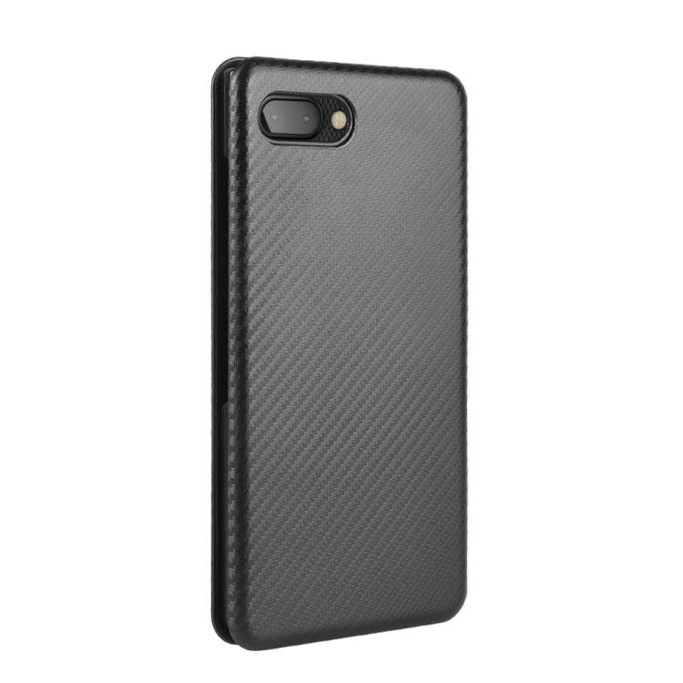 For BlackBerry KEY2 Carbon Fiber Texture Horizontal Flip TPU + PC + PU Leather Case with Card Slot(Black)