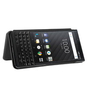 For BlackBerry KEY2 Carbon Fiber Texture Horizontal Flip TPU + PC + PU Leather Case with Card Slot(Black)