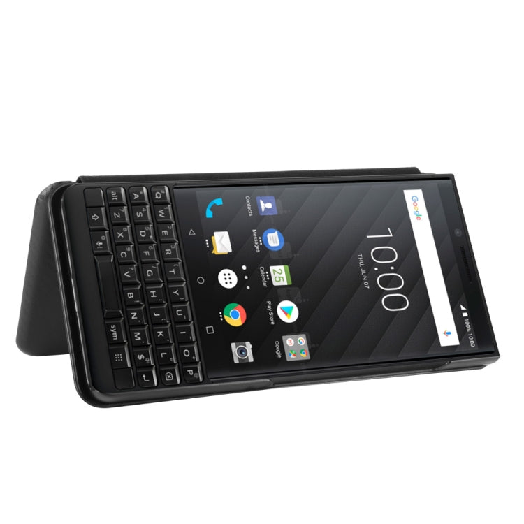 For BlackBerry KEY2 Carbon Fiber Texture Horizontal Flip TPU + PC + PU Leather Case with Card Slot(Black)
