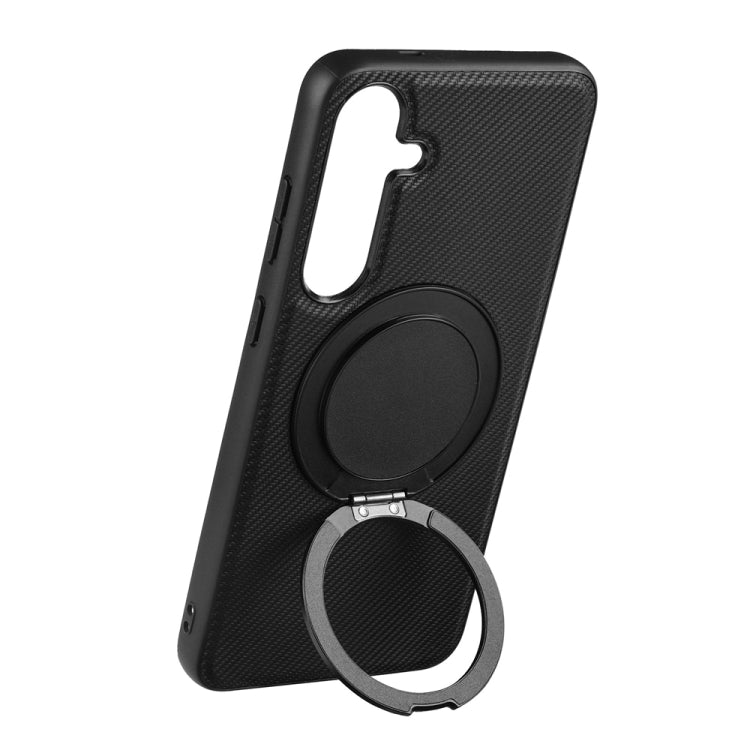 For Samsung Galaxy S25+ 5G ViLi TCY Series Kevlar Leather Texture Rotating Holder Phone Case(Black)